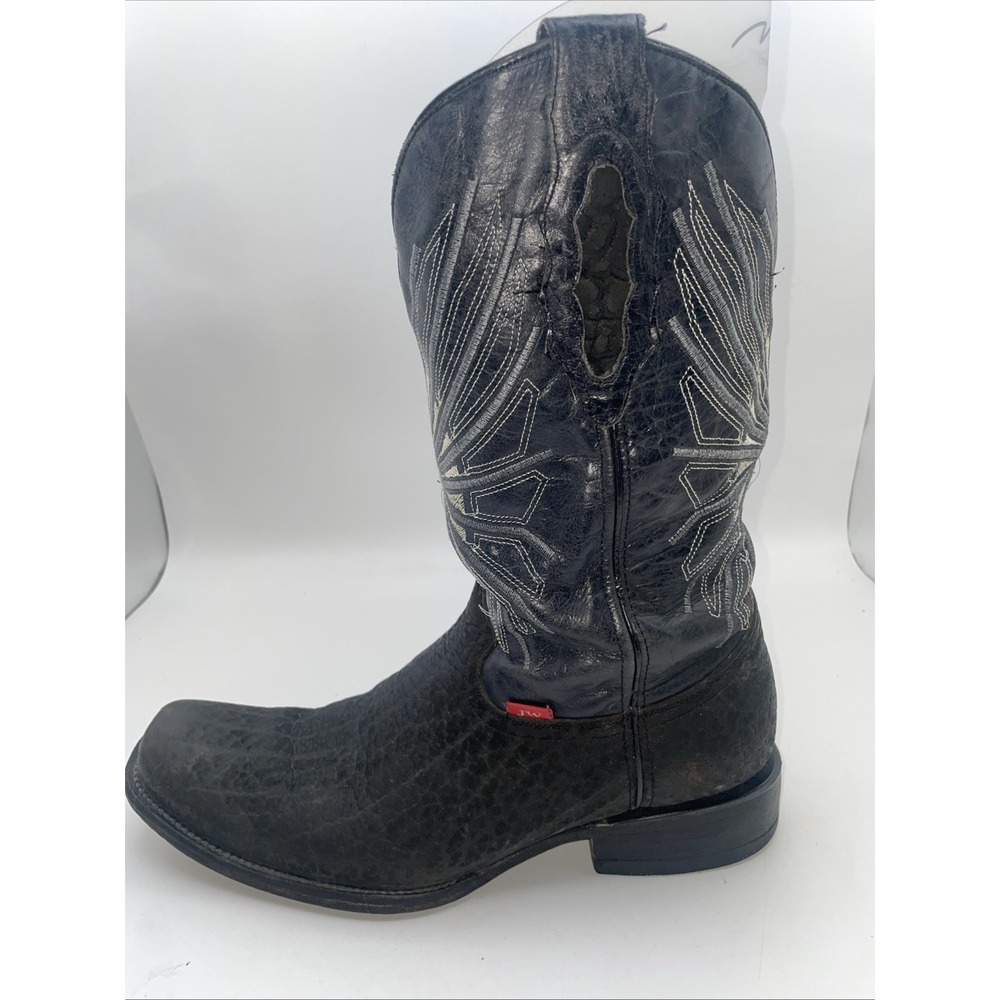 JW Jhonn Whaynee Black Bison Leather Boots US Size 9-9.5 Handmade Mexico Size 28 - Picture 2 of 9
